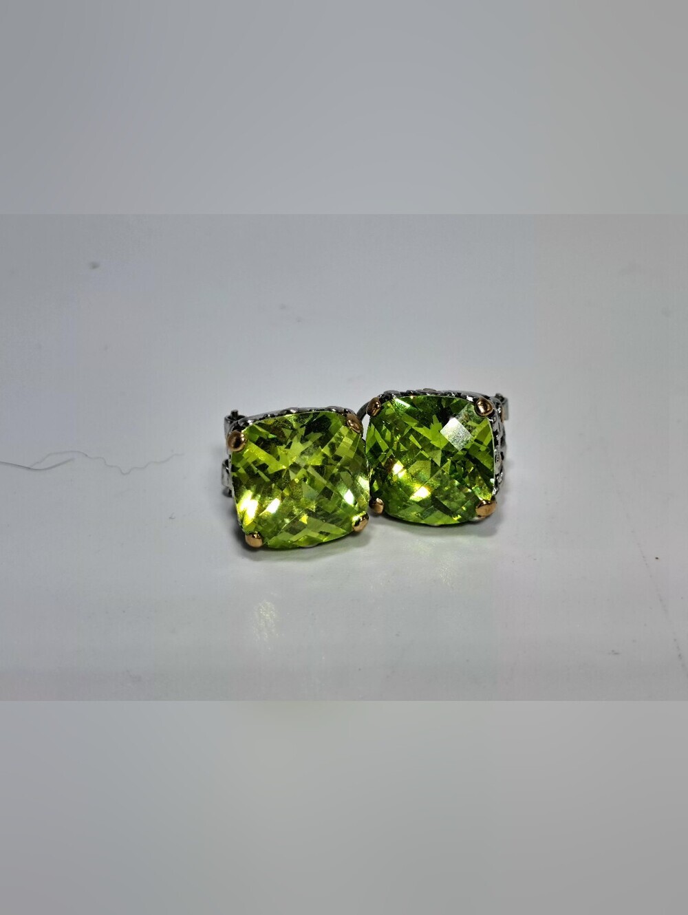 Designer Petite Balinese Filigree Olive Peridot Cz Crystal Earrings